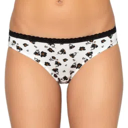 Triumph Black & White Cotton Floral Print Hipster Panties - Pack Of 3 image 2