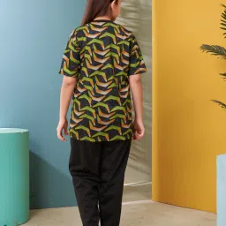 Aarika Kids Green & Black Printed Top with Pants image 2