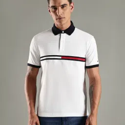 TOMMY HILFIGER White Embroidered Logo Relaxed Fit Cotton Polo T-Shirt-picture-22