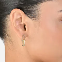 Toniq Golden T Bar Shape Drop Earrings image 2