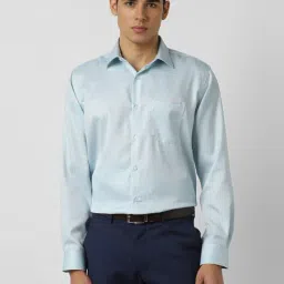 Van Heusen Blue Cotton Regular Fit Checks Shirt-picture-35