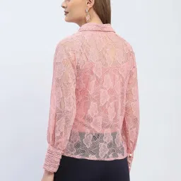 MADAME Pink Lace Work Shirt image 2