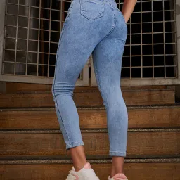 KASSUALLY Light Blue Cotton Relaxed Fit Mid Rise Jeans image 2