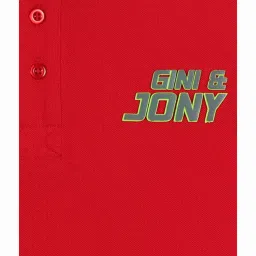 Gini & Jony Kids Red Solid Polo image 3