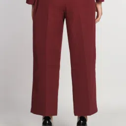 Zink London Maroon Regular Fit High Rise Trousers image 2
