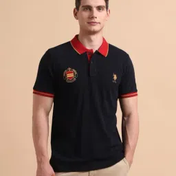U.S. Polo Assn. Black Cotton Slim Fit Logo Printed Polo T-Shirt-picture-28