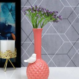 Tayhaa Pink Ceramic Geometric Flower Vase-picture-7