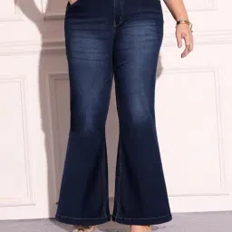 Miss Chase A+ Blue Denim Solid Mid Rise Jeans-picture-14