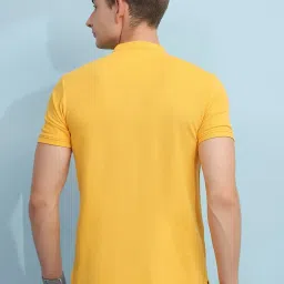 Cloak & Decker by Monte Carlo Yellow Regular Fit Henley T-Shirt image 2
