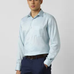 Van Heusen Blue Cotton Regular Fit Checks Shirt image 3