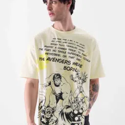 The Souled Store Avengers: The Mightiest Heroes Off White Oversized Crew T-Shirt-image-41