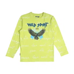 Gini & Jony Kids Green Cotton Printed T-Shirt image 1