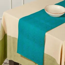 Fabindia Naquash Teal Cotton Runner-image-88