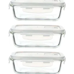 Femora Transparent Borosilicate Glass Containers with Lid (1000 ml) - Set of 3 image 2