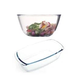 Femora Transparent Borosilicate Glass 2 Piece Mixing Bowl Set (1650 ml, 1800 ml) image 1
