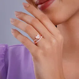 GIVA 925 Silver Rose Gold Zirconia Heart Ring Fixed Size For Women image 2