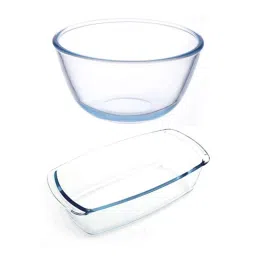Femora Transparent Borosilicate Glass 2 Piece Mixing Bowl Set (1650 ml, 1800 ml) image 2