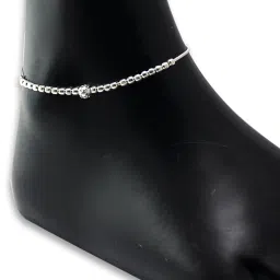 Taraash 92.5 Sterling Silver Beaded Anklets For Women image 4