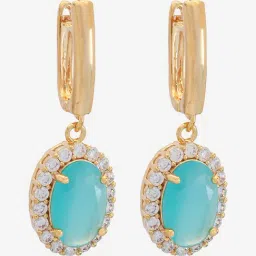 Kushal's Fashion Jewellery Mint Gold Polished Zircon Earring for Women-image-7