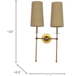 FOS LIGHTING Beige & Golden Mild Steel Wall Light With Fabric Shade image 3