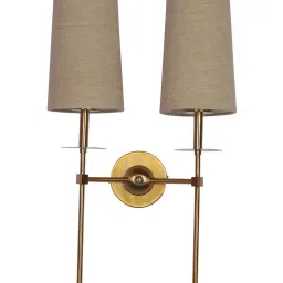FOS LIGHTING Beige & Golden Mild Steel Wall Light With Fabric Shade image 2