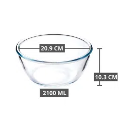Femora Transparent Borosilicate Glass 2 Piece Mixing Bowl Set (1650 ml, 1800 ml) image 3