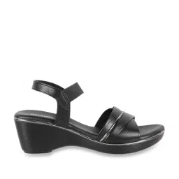 Walkway Women's Black Ankle Strap Wedges image 2