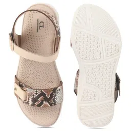 Carlton London Women's Beige Ankle Strap Sandals image 4