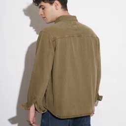 Being Human Brown Cotton Regular Fit Solid Shacket image 2