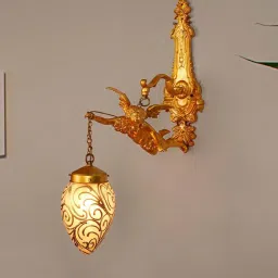 FOS LIGHTING Golden Aluminium Wall Sconce With Oval Glass Shade image 1