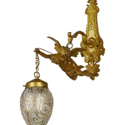 FOS LIGHTING Golden Aluminium Wall Sconce With Oval Glass Shade image 2