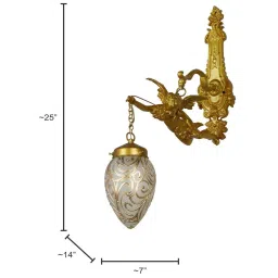 FOS LIGHTING Golden Aluminium Wall Sconce With Oval Glass Shade image 3