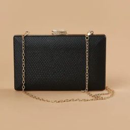 Code by Lifestyle Black Textured Box Clutch-picture-36