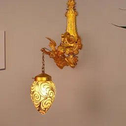 FOS LIGHTING Golden Aluminium Wall Sconce With Oval Glass Shade image 5