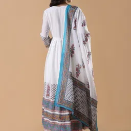 showoffff SHOWOFF White Cotton Embroidery Kurta With Dupatta image 2