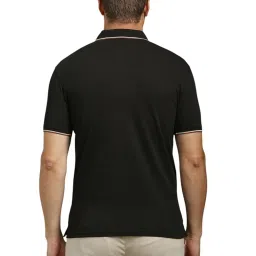 Louis Philippe Black Cotton Slim fit Solid Polo T-Shirts image 2
