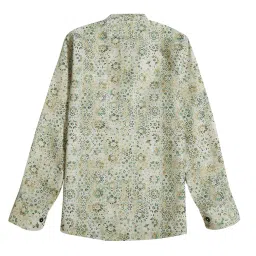 Cavio Kids Light Green Printed Full Sleeves Short Kurta image 2