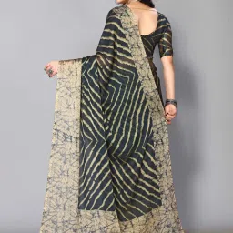 FABMORA Blue Printed Saree With Unstitched Blouse image 2