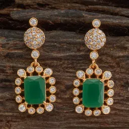 Kushal's Fashion Jewellery Green Gold Polished Zircon Earring for Women-picture-24