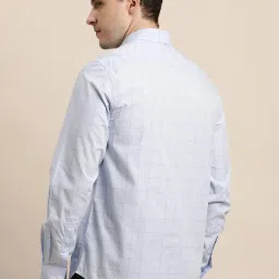 Turtle Light Blue Cotton Slim Fit Checks Shirt image 2