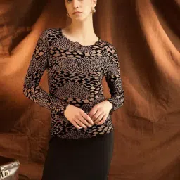 Kazo Beige Polyester Printed Top-picture-21