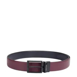 United Colors of Benetton Albane Maroon & Navy Leather Solid Reversible Belt image 2