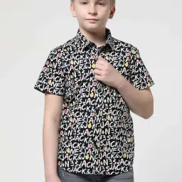 Jack & Jones Junior Black Cotton Printed Shirt-picture-33