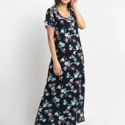Claura Navy Floral Print Nighty image 3