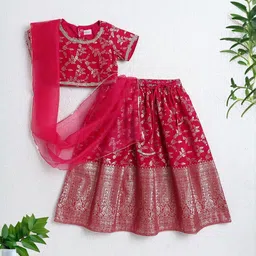 The Magic Wand Girls Floral Printed Ready to Wear Lehenga & Blouse With Dupatta-picture-18