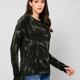 Crozo By Cantabil Dark Green Wool Printed Pullover image 3