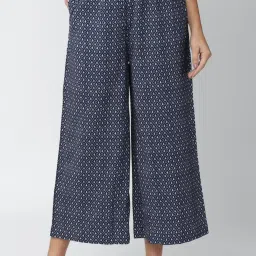 Van Heusen Navy Printed Trousers image 1