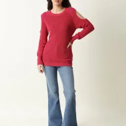 RAREISM Pink Cotton Solid Sweater image 5