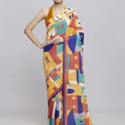 navyasa by liva Multi Printed Saree With Unstitched Blouse image 1