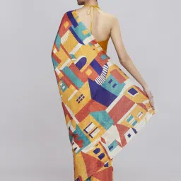 navyasa by liva Multi Printed Saree With Unstitched Blouse image 2